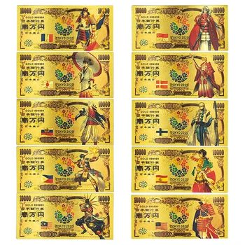 10 Stilius Klasikinis Japonų Anime 10000 Jenų Aukso Plastiko Aukso Folija Banknotų Kolekcija Dovanos