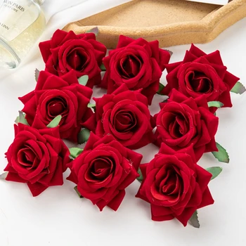 10vnt Raudona Flanelė Rose Dirbtinės Gėlės Scrapbooking Saldainių Dėžutė Vestuvių Centras Išdėstymas Kalėdų Vakarėlį Sodo Namų Dekoro