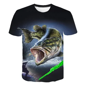 2023 Vasaros Žvejybos vyriški T-shirt Mados Atsitiktinis Žuvų Mokyklos Grafinis T-shirt Nauja 3D spausdinami Sporto trumpomis Rankovėmis T-shirt