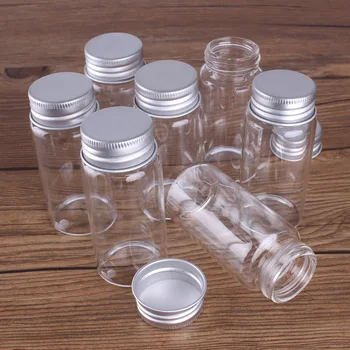 3pcs 60ml 37*80mm Stiklo Laikymo Buteliuose su Aliuminio Dangteliais, Saldainiai buteliai Prieskonių Indeliai Tabletes Konteinerių 