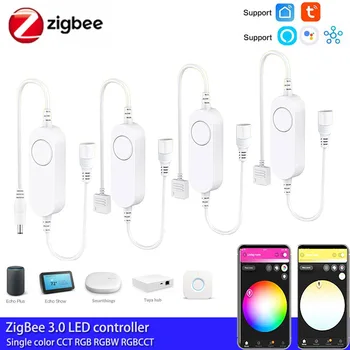 5-24V Zigbee 3.0 DW/BMT/RGB/RGBWW/RGBCCT LED Šviesos Juostelės Belaidžio ryšio Valdiklis, Skirtas Tuya Alexa Smartthings Homekit Zigbee 2MQTT
