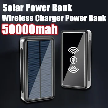 50000mAh Saulės Wireless Power Bank Telefono Įkroviklį, Nešiojamų Lauko Kelionės Avariniu Įkroviklis Powerbank už Xiaomi 