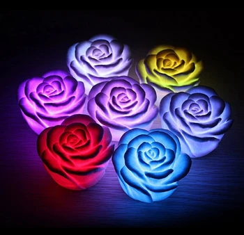 7 Spalvų Keitimas Auto Flameless Romantiška Rožė Gėlių Formos LED Žvakė Naktį Šviesos Kalėdos Vestuves Dekoro Priedai