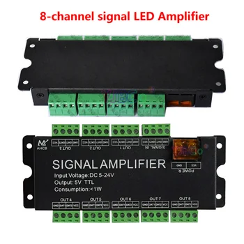 8-Kanalo Signalo LED Stiprintuvą, 2812B/WS2815/WS2813/WS2811 Pikselių RGB Naudojamos LED Juostelės Šviesos 5V TTL Išvestis DC 5-24V