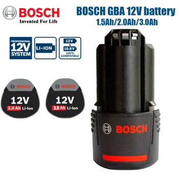 Bosch 12V Professional ličio baterija Belaidis rankinis Grąžtas Baterija 1.5 Ah / 2.0 Ah /3.0 Ah poveikio gręžtuvas GSR/GSB120-Li priedai