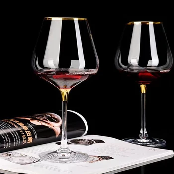 Europos 660ml Prabanga Aukso Bordo Stiklo Derliaus Vyno Taure Wineglass Stiklines Šampano Goblet Stiklo Taurės servizas Kristalų
