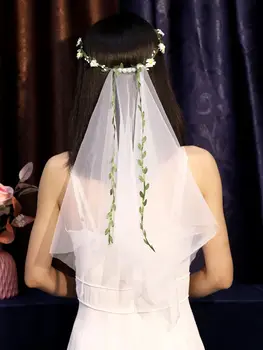 Jaunavedžių vestuvių galvos apdangalas Girliandą šydas gėlių šukuosena nėrinių saldus ir elegantiškas Gėlių Dirbtiniais Pearl Dekoro Nuotakos Šydu