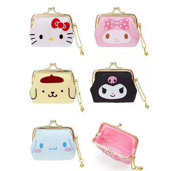 Kawaii Sanrio Hello Kitty Kuromi Mymelody Cinnamoroll Pochacco Onpompurin Drobės Monetų Piniginės Monetų Paketo Atlikti Dovana Žaislai Mergaitėms