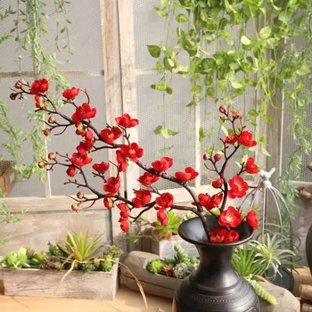 Kinų stiliaus Dirbtinės gėlės Šilko Netikrą Gėlių, Slyvų Žiedų, Gėlių, Vestuvių Puokštė Šalis Dekoro Dirbtinis Vazoninių