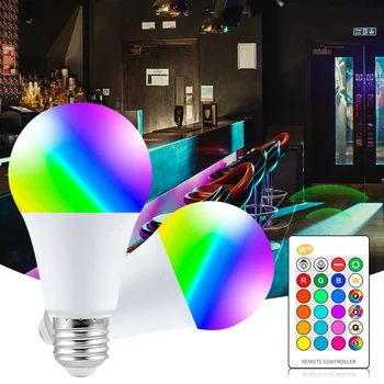 Magija RGB LED Lemputės AC85-265V Pažangaus Apšvietimo Lempos Spalva Pakeisti Pritemdomi Su infraraudonųjų SPINDULIŲ Nuotolinio valdymo pultelis 5W 10W 15W Smart Lemputė