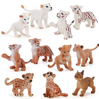 Modeliavimas gyvūnų modelį, liūtas, tigras, leopardas apdailos žaislai Miniatiūriniai Žaislai vaikas, suaugusieji Būtybių Figūrėlės Gimtadienio Dovana Vaikams