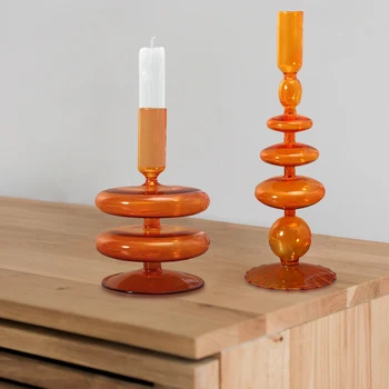 Oranžinė Stiklo Vazos Žvakių Laikikliai Vestuvių Namų Gėlių Vazos Decoratio Žvakidė Turėtojas Šiuolaikinio Gyvenimo Kambario Dekoro