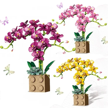 Pastato Blokas Gėlė Orchidėja Serijos Bonsai Mergina Plytų Žaislas Gėlės Suaugusiųjų Gėlių Kompozicijų Asamblėjos Žaislai, Namų Deco Dovanos