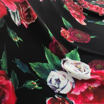 Prekės ženklo Mados Bijūnas Gėlių Spausdinti Audinio Dizaino moteriški Marškinėliai Audinio Suknelė Audiniai metrais 