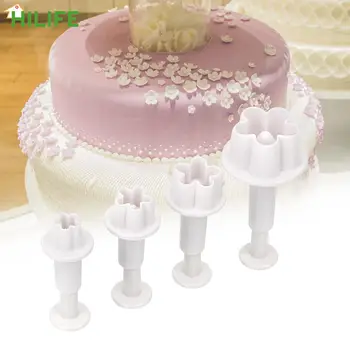 Pyragas Papuošalai Karpymo Gėlių Rinkiniai 4Pcs/set Virtuvės Reikmenys Bakeware Tortas Pelėsių Minkštas Stūmoklį, 