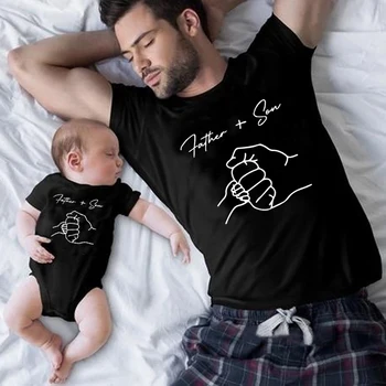 Tėvas ir Sūnus Spausdinti derinti Drabužius Medvilnės Tėtis T-shirt Baby Bodysuit Puiki Dovana Tėvo Diena Šeimos Drabužiai