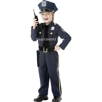 Vaikų Policijos Uniformą, niujorko Policijos Cosplay Kostiumas Berniukui, Mergina Policininkas Drabužių Nustatyti Constabulary Karnavalas Dovanų Šalis